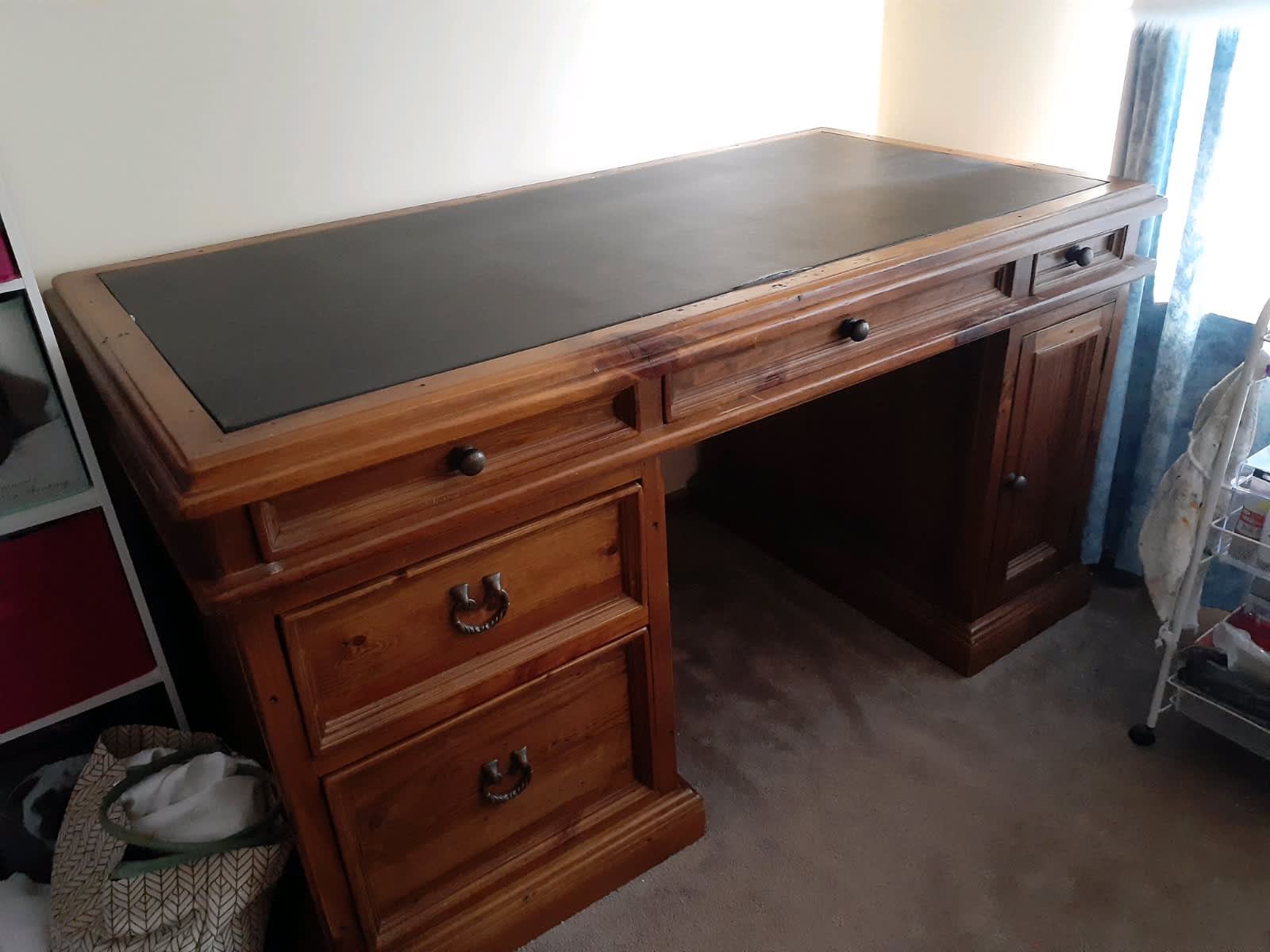 heavy wooden desk