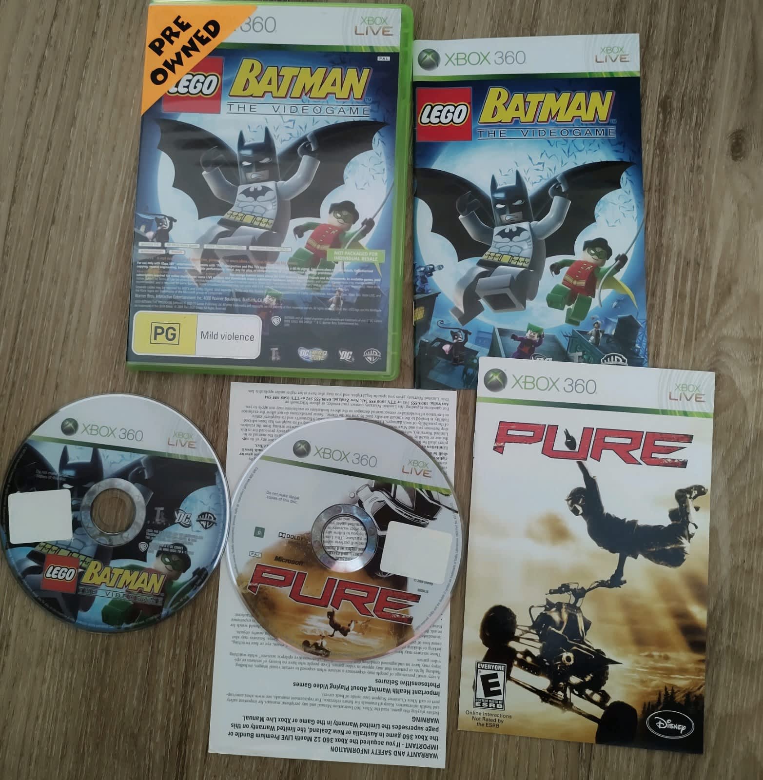 Lot of 2 Games LEGO Batman: The Videogame and Pure, Kinect Adventures Xbox  360