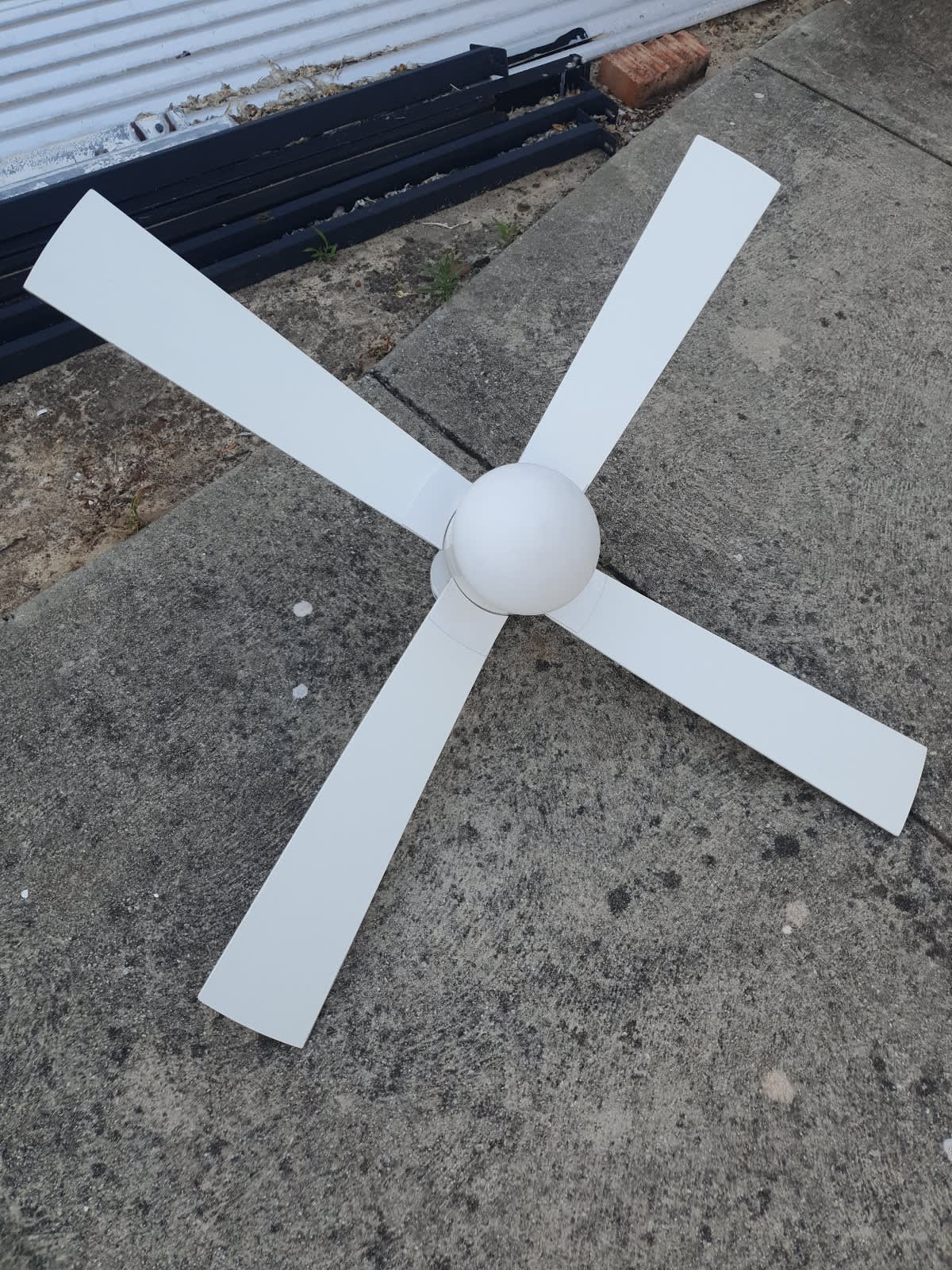 Arlec 120cm White 4 Blade Ceiling Fan With Oyster Light Shelly Lighting