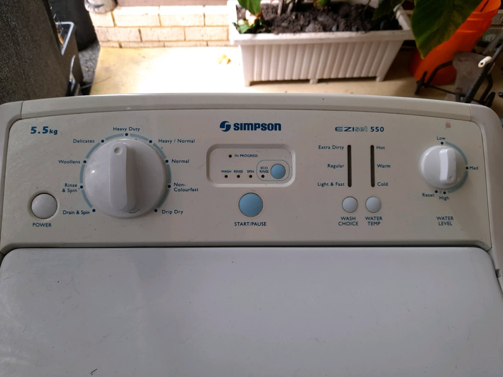 simpson eziset 550 top loader washing machine