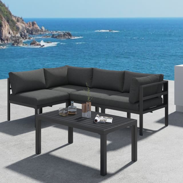 5PC Outdoor Aluminum Lounge Sofa Set Black Sofas Gumtree Australia