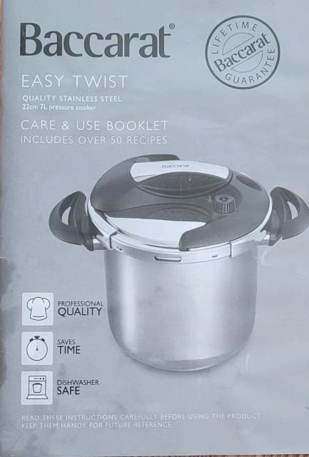 baccarat pressure cooker 7 litre manual