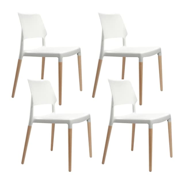 Artiss Set of 4 Wooden Stackable Dining Chairs White Dining Chairs