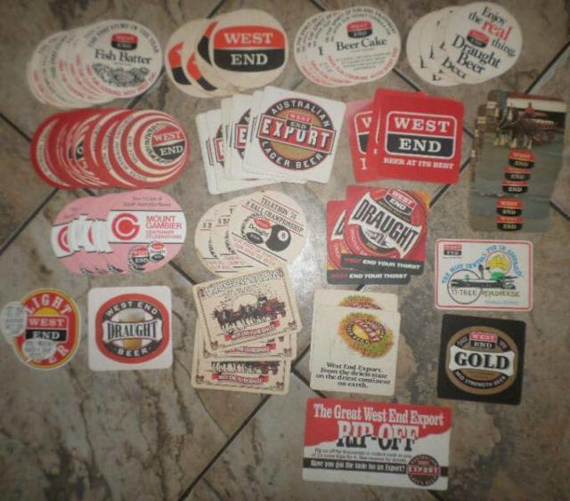 VINTAGE BULK LOT OF 84 WEST END BREWERY COASTERS BEER MATS