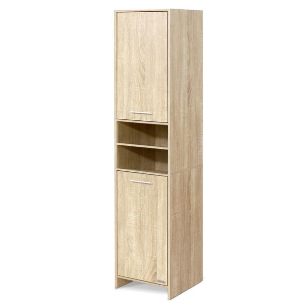 Bathroom Cabinet Tallboy 185cm Oak Furniture Toilet Storage Laundry Cu ...