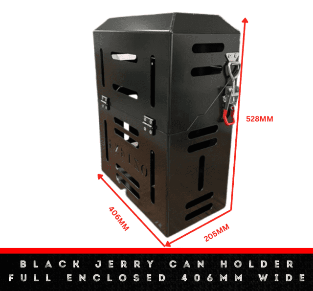 Black Jerry Can Holder Full Enclosed 406mm Wide Other Parts