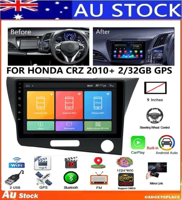 For 2010 2016 Honda CRZ Car audio player Android 12 Radio Stereo GPS