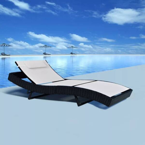 Sun Lounger Rattan Wicker Textilene Outdoor Bed Chair Miscellaneous