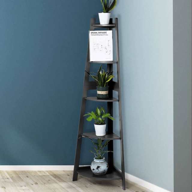Levede 5 Tier Corner Shelf Wooden Storage Home Display Rack Plant