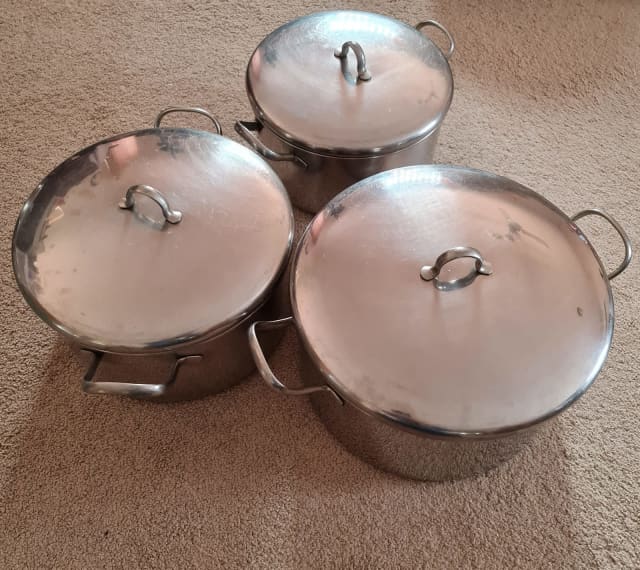 Pots with lids set SS 18/10 Inox Made in Italy ElettroFiamma vintage