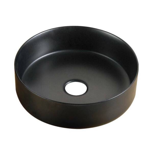 ROUND CERAMIC BENCHTOP BASIN in MATT BLACK Building Materials