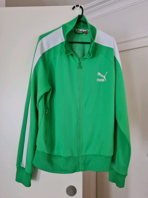 Mens Size XL Puma bright green and white striped retro zip up jacket | Tops  | Gumtree Australia Kingston Area - Dingley Village | 1301101575