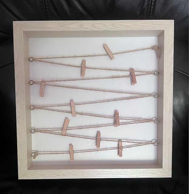 NEW Frame with pegs can use for photos, keepsakes / scrapbook theme