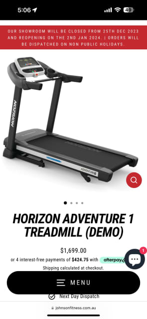 Horizon adventure 1 treadmill practically brand new Gym