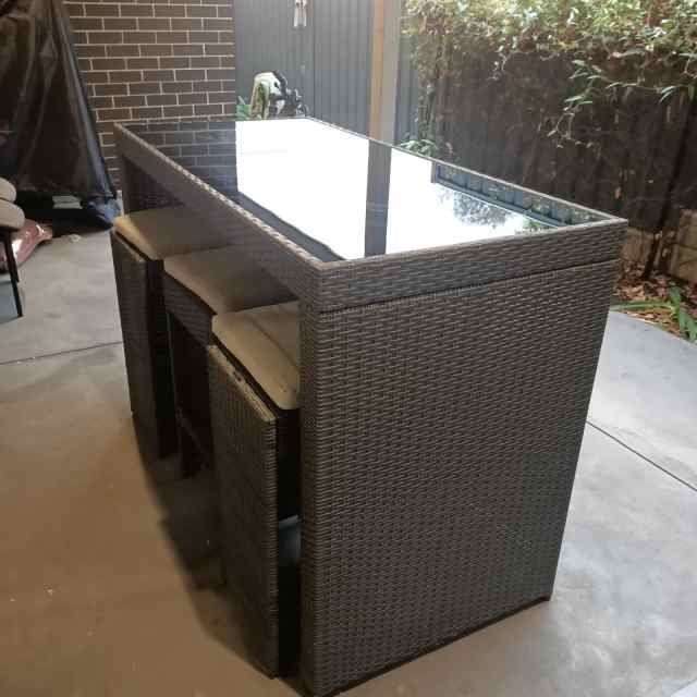 Gardeon 7Piece Outdoor Bar Set Dining Table Stools Wicker Patio Setti