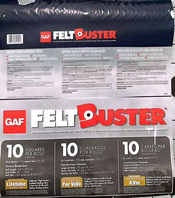 GAF Felt Buster underlay for bitumen roofing tiles Building
