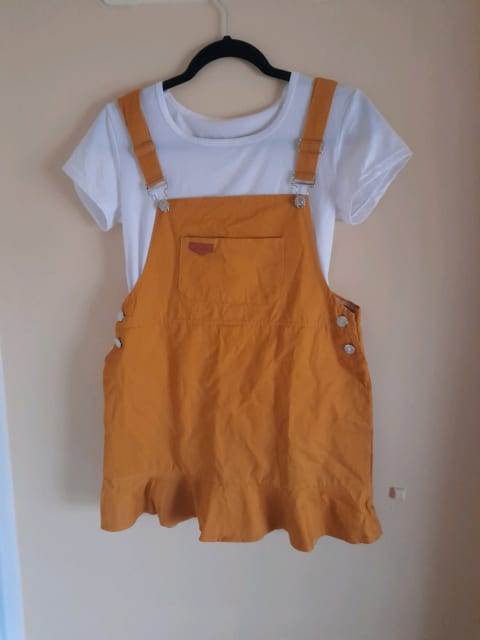 mustard yellow overalls