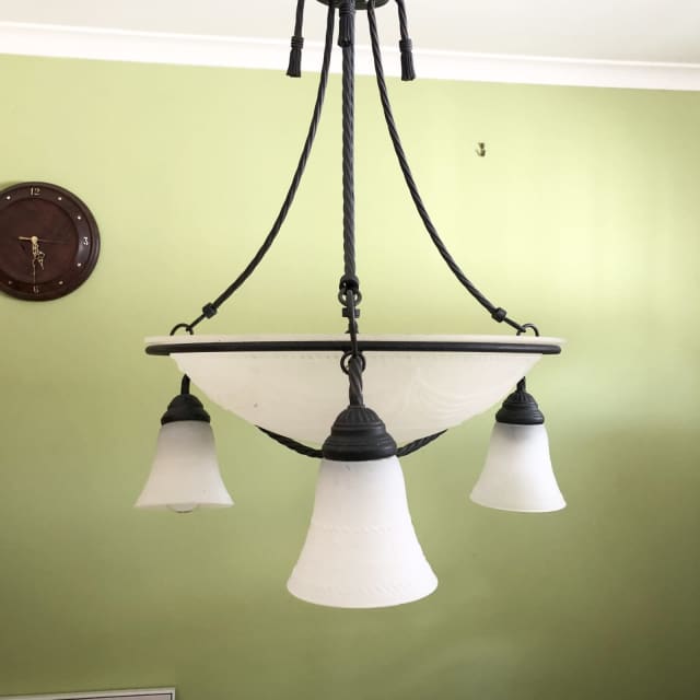 Art Decor Iron & Frosted White Embossed Rope and Swag Design Shades