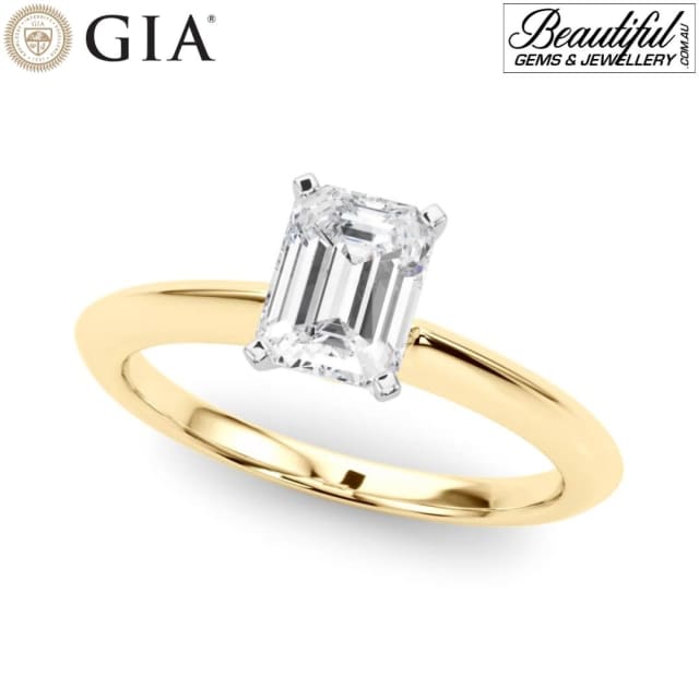 EmeraldCut Diamond Engagement Ring with 1Carat (1cts) GIA Stone and