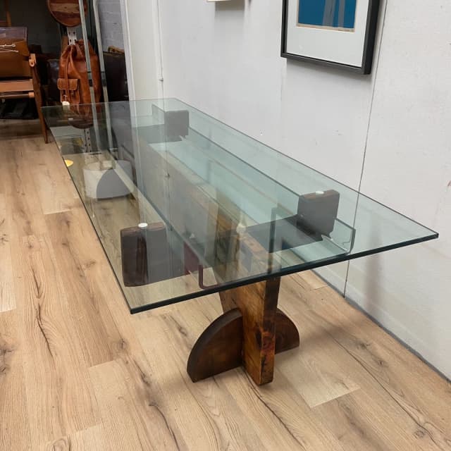 Large Bespoke Reclaimed Wooden And Glass Top Coffee Table Coffee
