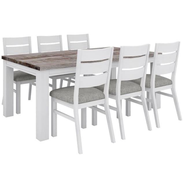 Plumeria 7pc Dining Set 190cm Table 6 Chair Solid Acacia Wood W