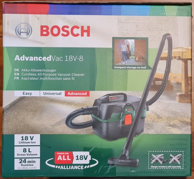 Bosch AdvancedVac 18V8 Wet & Dry Vacuum Cleaner runs on 18V battery