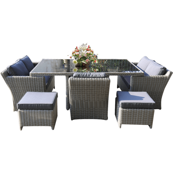 Premium 8 Seater Outdoor Wicker Rectangle Table Dining Set (RRP 2870