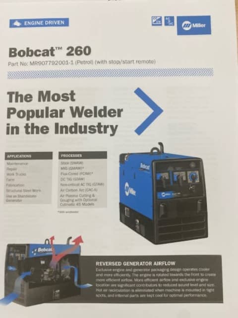 Miller Bobcat 260 Petrol-In stock currently | Miscellaneous Goods