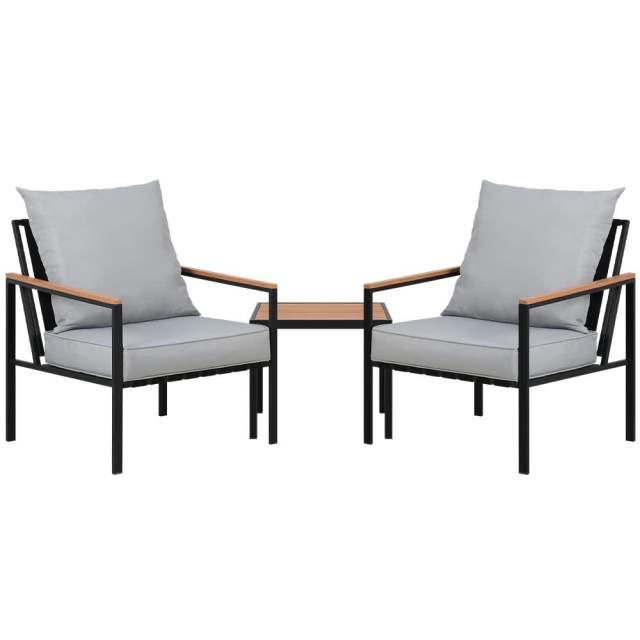 3PC Outdoor Furniture Bistro Set Lounge Setting Chairs Table Patio Bla Outdoor Dining