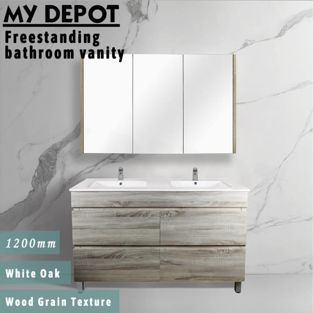 1200x460x850mm Freestanding Bathroom Vanity With Legs White Oak