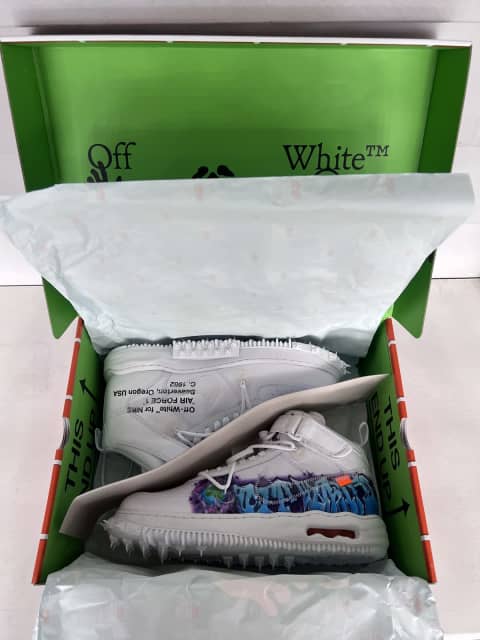 Nike Air Force 1 Mid Off-White - Graffiti White Shoes - Size 11 - White/clear-white