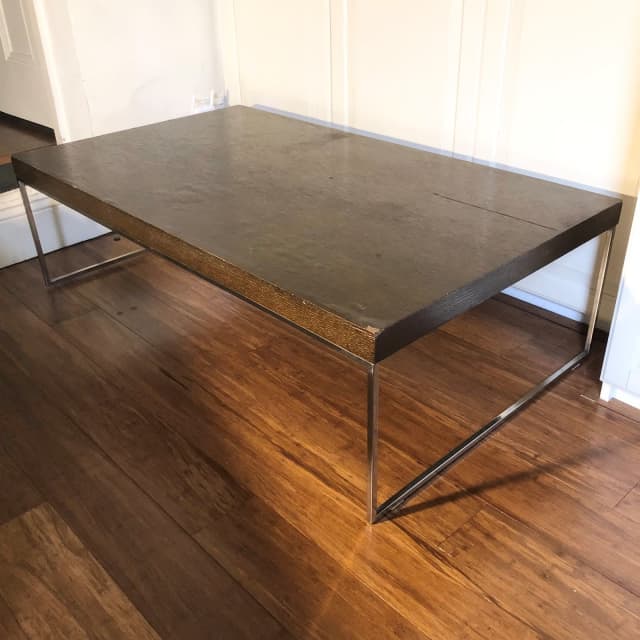 121x70x36cm Walnut Veneer and Chrome Minimalist Style Coffee Table