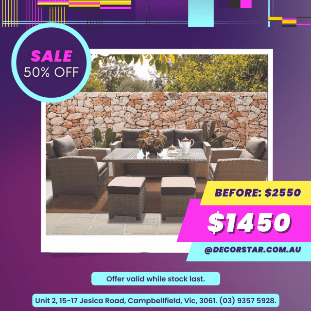 7 Seater Outdoor PE Wicker Rectangle Dining Table Lounge Set SALE 50