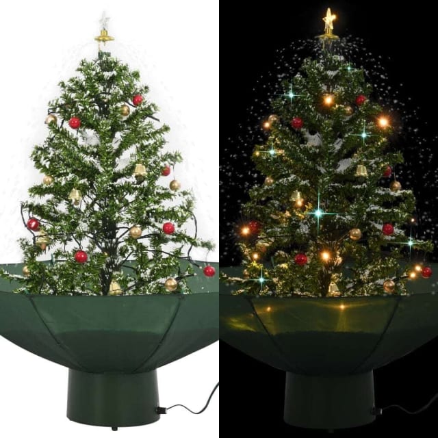 Snowing Christmas Tree with Umbrella Base Green 75 cm... Plants