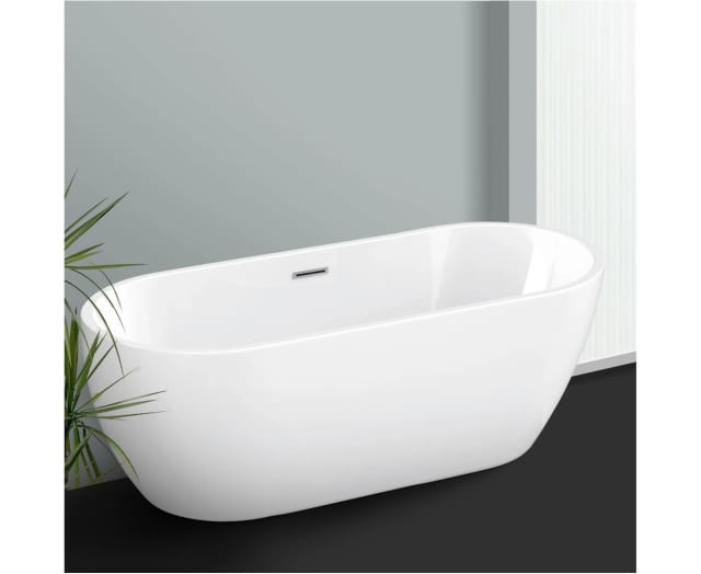 Oval Acrylic Bath Tub Freestanding Bathtubs w/ Overflow 1700mm