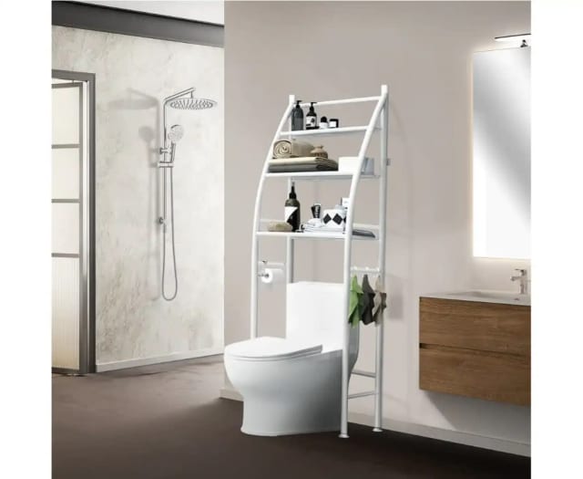 3 Tiers White Bathroom Shelf Brackets Towel Rack Toilet Storage Shelve