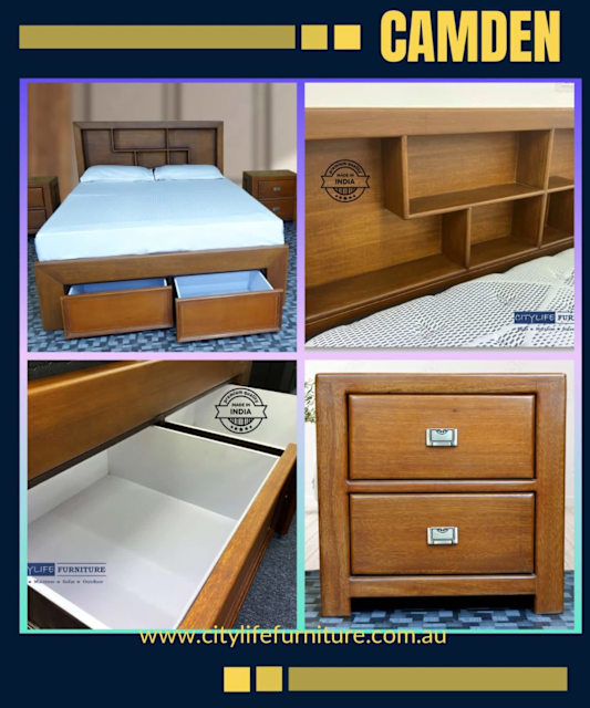 Brand New CAMDEN Book Shelf & Drawer Storage Timber Queen Bed Frame Beds Gumtree Australia