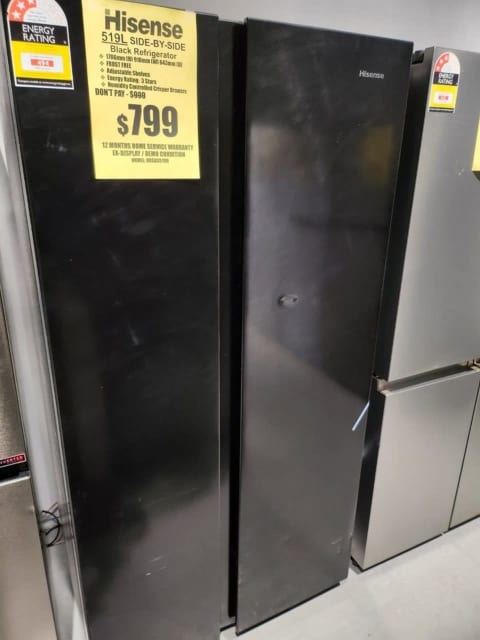 hisense hrsbs519b 519l side by side fridge black