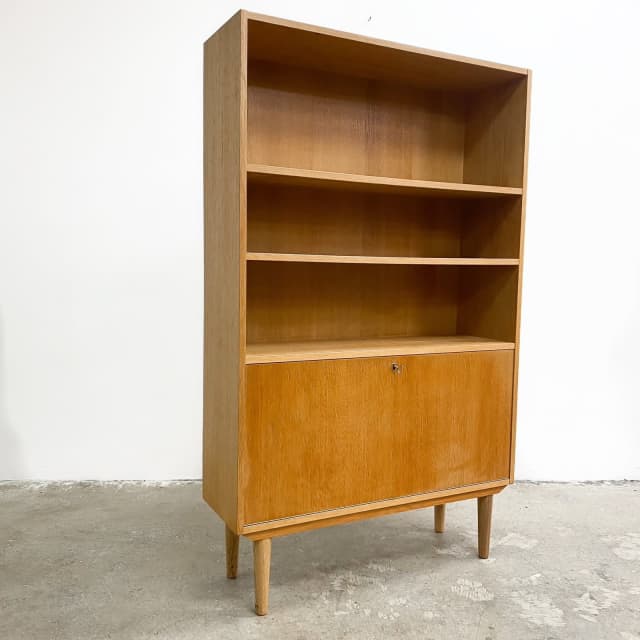 Mid Century Danish Bookshelf With Flap Down Bookcases