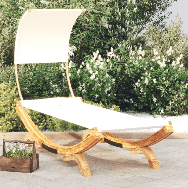 Outdoor Lounge Bed with Canopy Solid Bent Wood Lounging & Relaxing