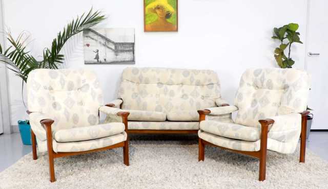 FREE DELIVERY-RETRO TESSA T1 2 SEATER SOFA & PAIR OF ARMCHAIRS | Sofas ...