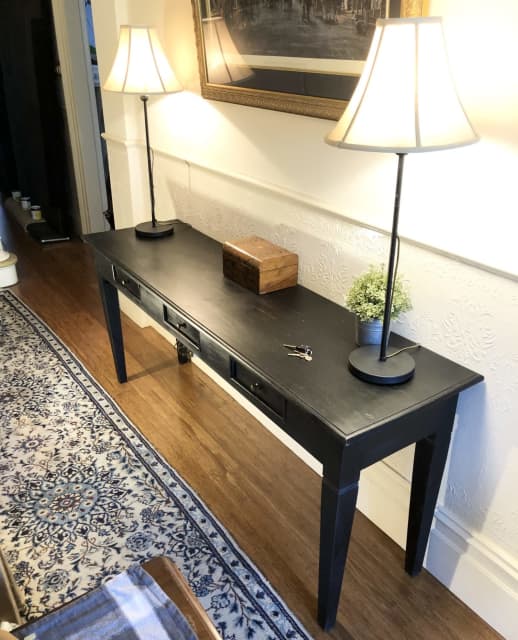 180x77x50cm Three Drawer Black Timber Hallway Console Table Buffets