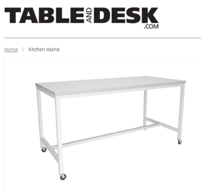 High Table Kitchen Island work bench with Castors and Breaks Desks