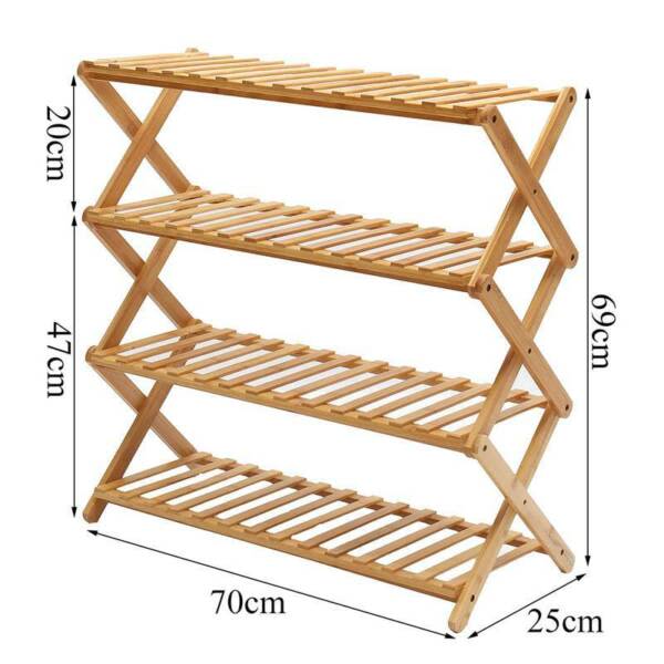 4Tier Folding Shoe Rack Bamboo Wooden Shelf Stand Storage Organizer
