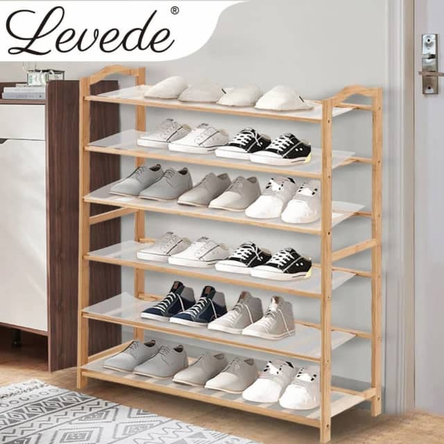 Levede Bamboo Shoe Rack Storage Wooden Organizer Shelf Stand 6 Tiers