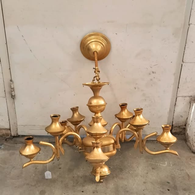 Stunning solid brass chandelier. Vintage 1970s made in the Middle East