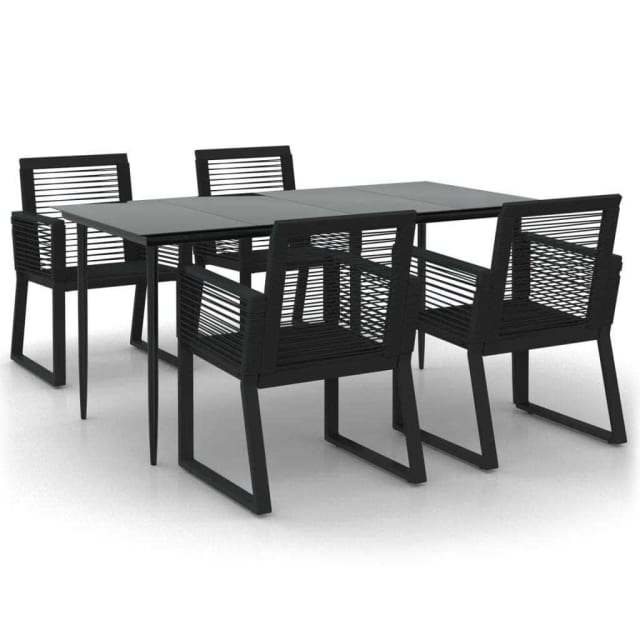 Garden Dining Set Black PVC Rattan 5 Outdoor Dining Furniture