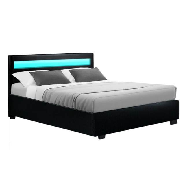 Artiss Bed Frame Double Size LED Gas Lift Black COLE Beds in Brisbane City QLD Gumtree Australia
