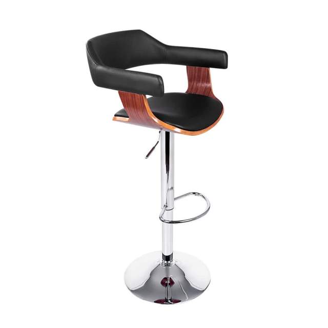 Bar Stools Gas Lift Leather w/Armrest Black Stools & Bar stools in
