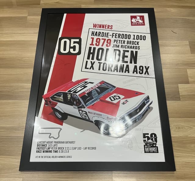 Peter Brock Holden Torana Bathurst winners framed poster BRAND NEW